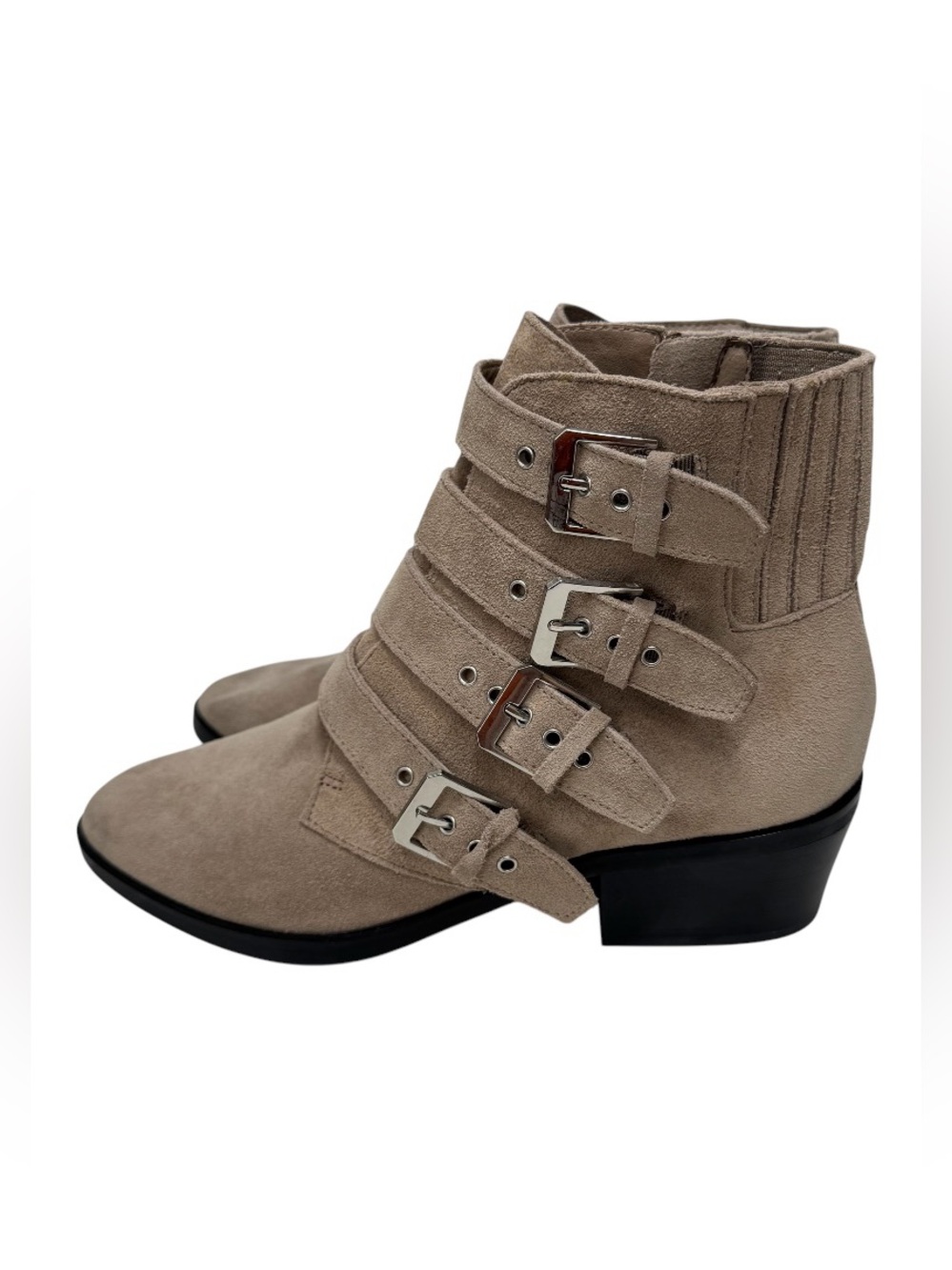 Dolce Vita Womens Tae Tavon Tan Ankle Side Zip Buckle Detail Booties Sz 7